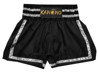 กางเกงมวยไทย กางเกงนักมวย Kanong : KNS-140 ดำ/เงิน
